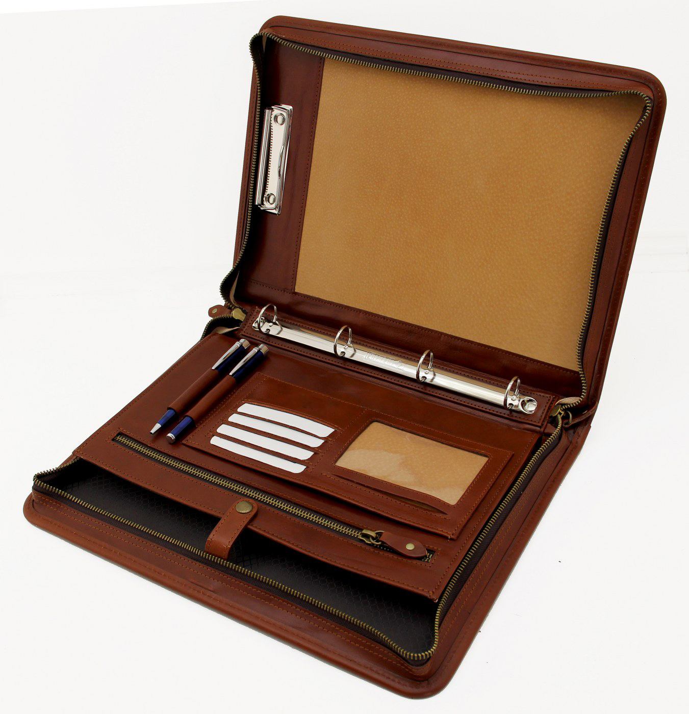 custom A4 presentation travel organiser padfolio 3 ring folder PU leather folio portfolio document bag
