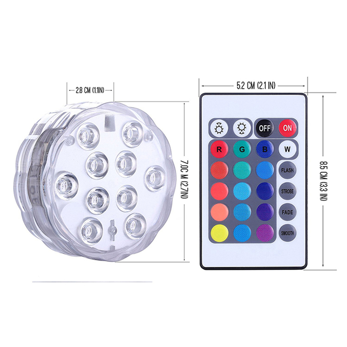 Amazon взрыв RGB Водонепроницаемый украшения 10 бусины Свадебные свет подводная Светодиодная лампа с дистанционным управлением светодиодное освещение плавательного бассейна