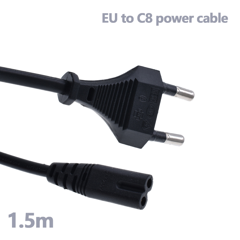 ЕС C7 силовой кабель европейский 2 Pin 4,0 мм кабель питания переменного тока разъем Iec C8 Разъем контакт шнура Электрический тип поставки 1,5 м для нагревателя