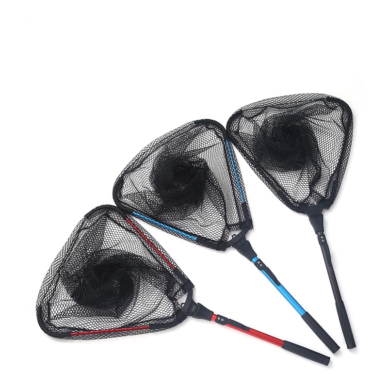 Top Right Ln101 Aluminum Alloy Collapsible Fishing Net Foldable Long Handle Telescopic Fish Catching Landing Nets