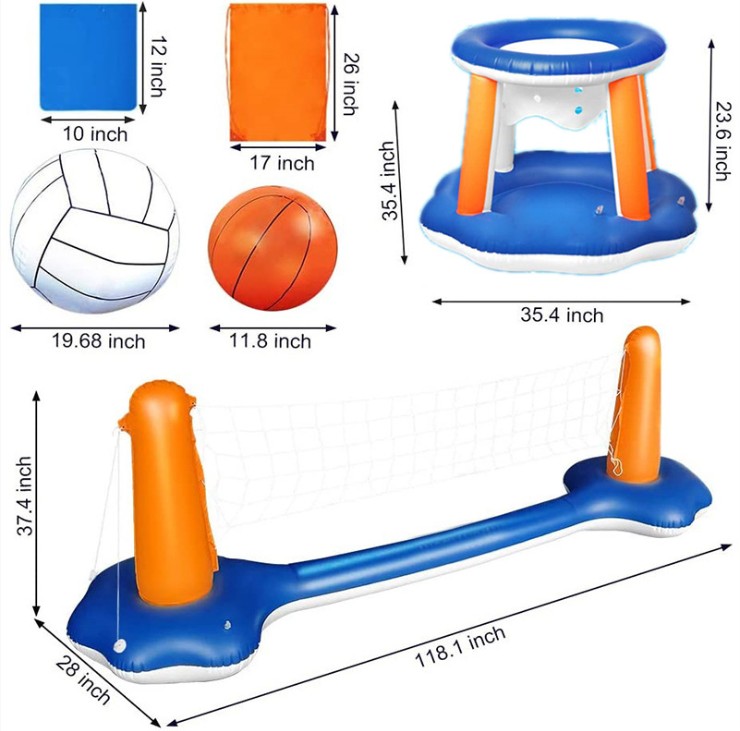 inflatable pool volleyball set &inflatable basketball ball swimming toy for kids and adult