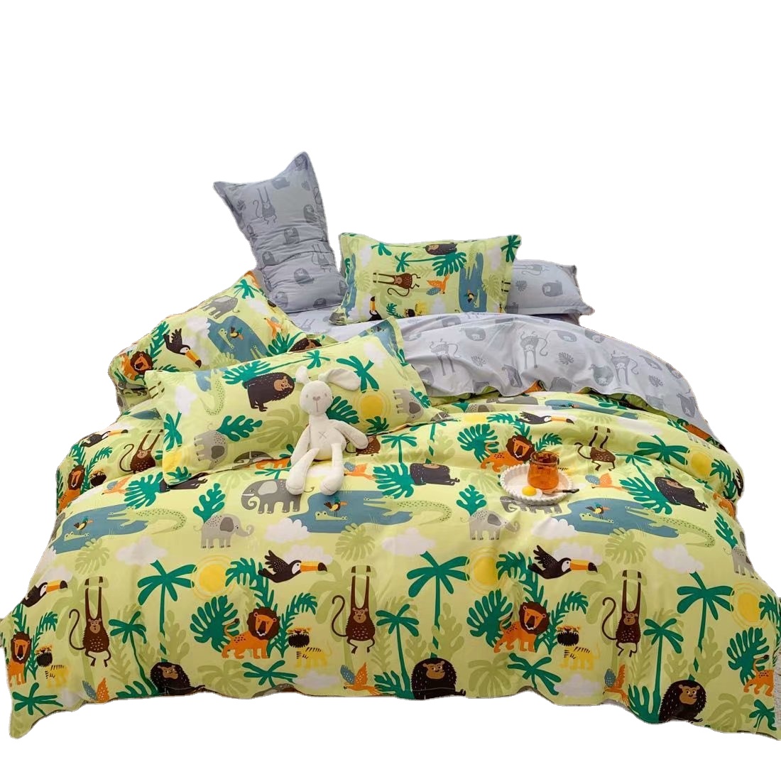 Kids 100% polyester bedding set with cute dinosaur printing