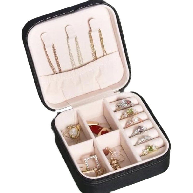 Wholesale Personalized PU Leather Small Velvet Makeup Organizer Travel Portable Travel Jewelry Case Box