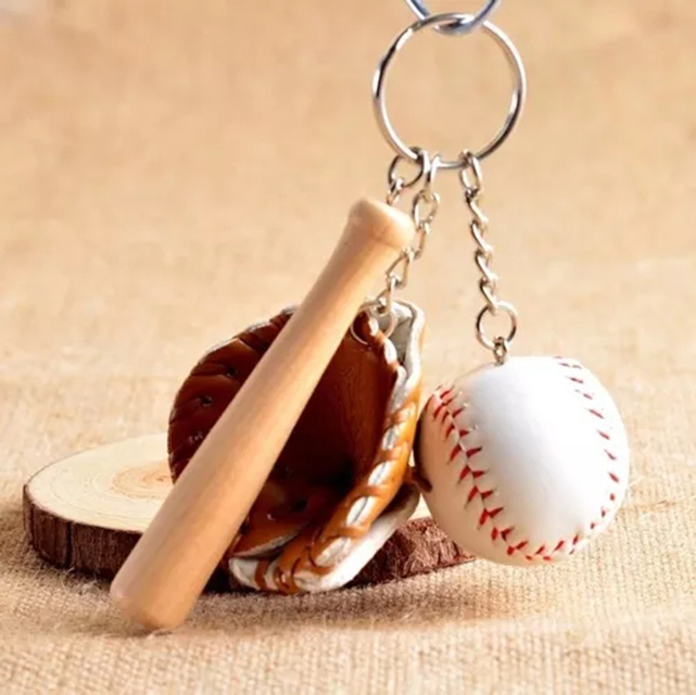 WD Оптовая Продажа Новинка 8 шт. мини MLB бейсбольные команды брелок из трех частей бейсбольные перчатки деревянные биты спортивные брелки