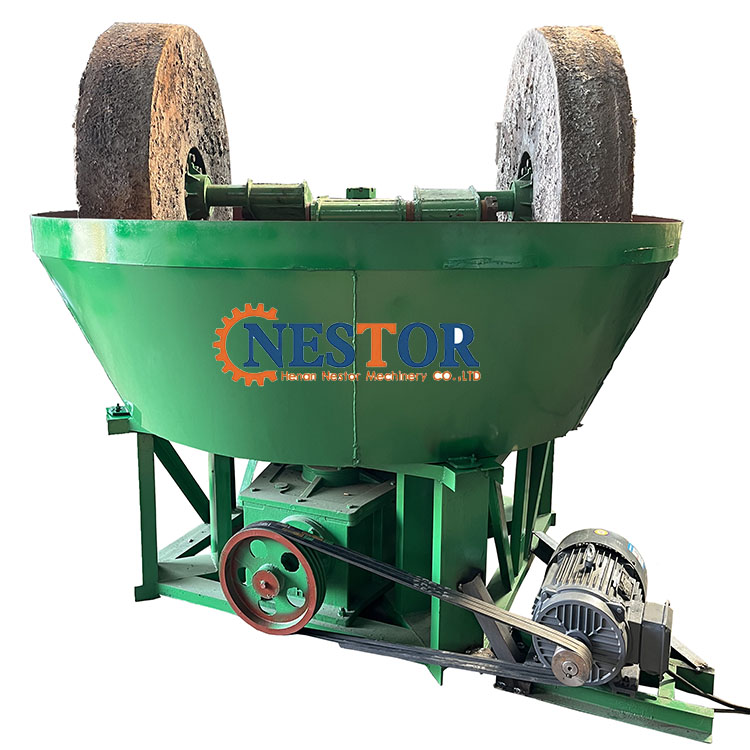 Small Scale Gold Washing Plant Edge Runner Mill 1100 1200 1600 Gold Ore Grinding Round Roller Wet Pan Mill Machine