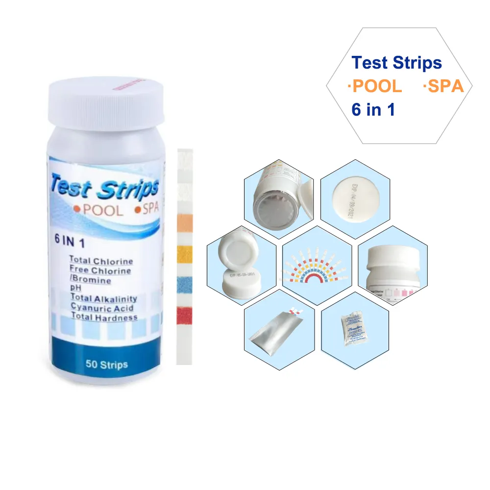 Pool Strip Water Test Strips 6 In 1 Spa Testing Strips For Hot Tubs Tester Kit Swimming Pool Test Strips