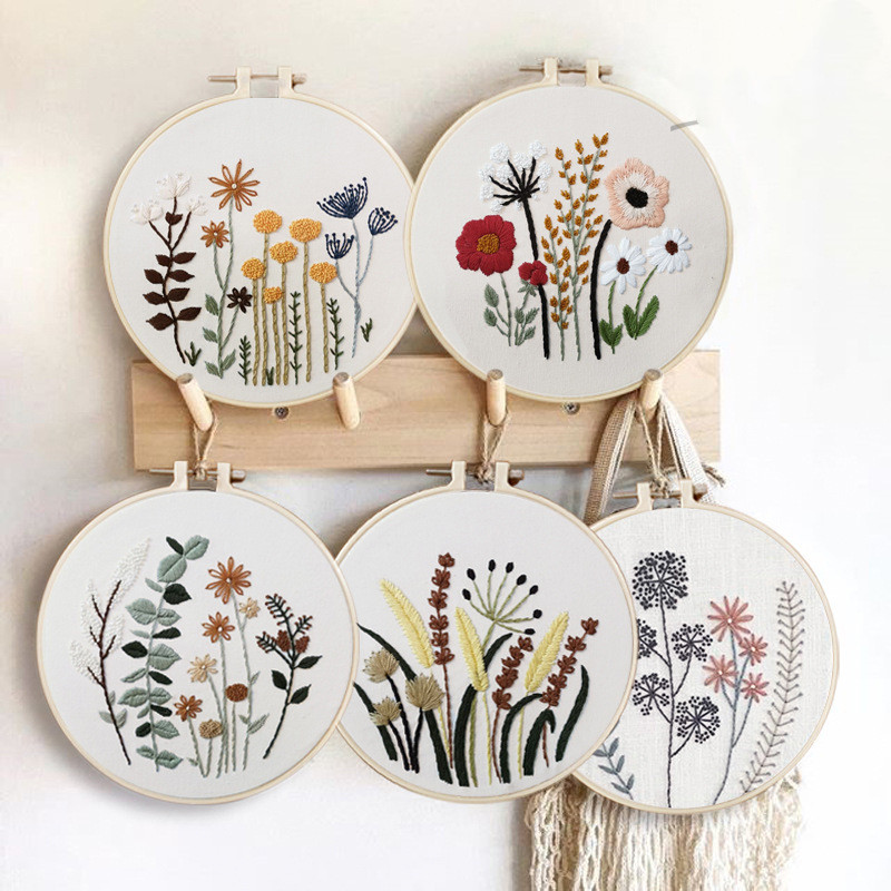 Custom china wholesale hand made embroidery Cross Stitch Set 3 pack embroidery starter kit Textile & Fabric Crafts