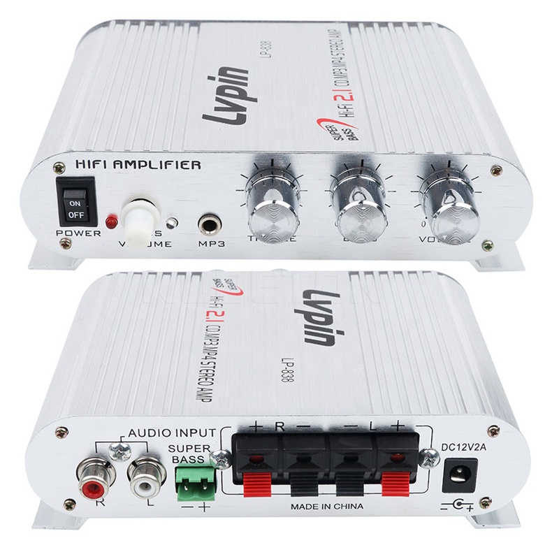 LP-838 LP838 Mini HiFi 2,1 автомобильный аудио усилитель 12 В 20 Вт * 2 MP3 MP4 стерео плеер Автомобильный звуковой сабвуфер усилитель