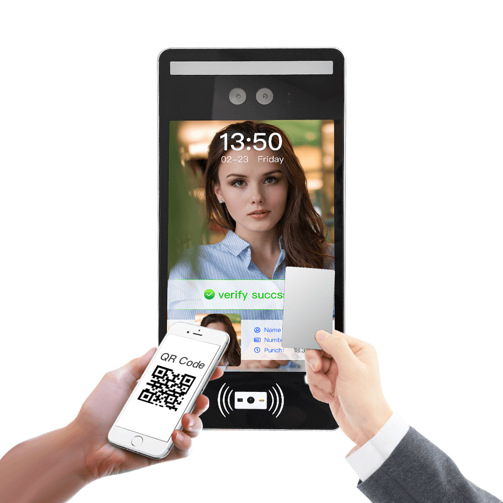 Provided HTTP/MQTT 8 inch Facial recognition door access control system biometric face recognition Built-in Card QR Code Reader