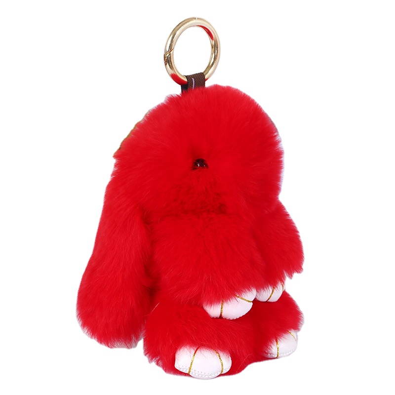 2021 Pretty Stuffed Rabbit Fur Ball Keychain Animals Plush Keychain Bunny keychain to bag