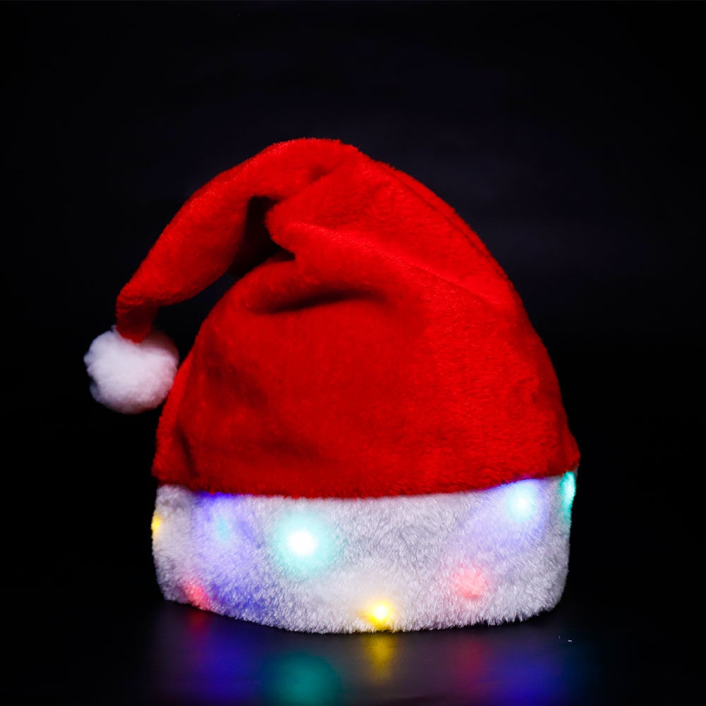 GFLAI Hot Sales Custom Logo Battery Operated Lights Up LED Christmas Hat for Christmas Decoration