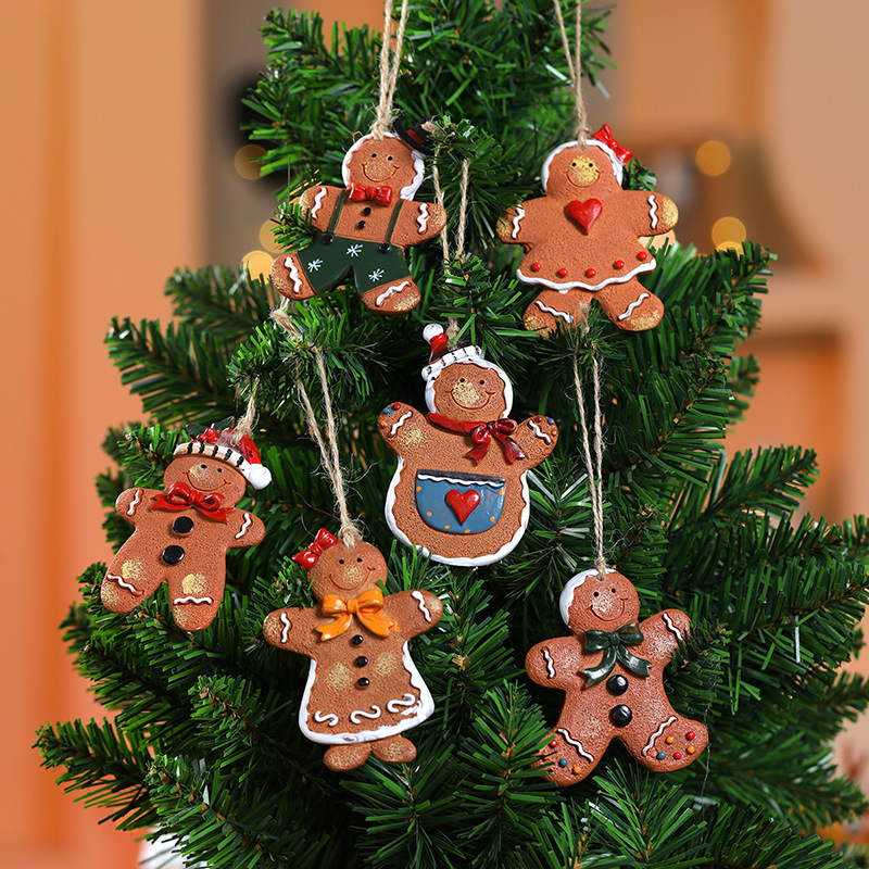 Christmas Gingerbread Man Hanging Ornament Xmas Gingerman Decorative Doll Pendants for Christmas Tree and Fireplace