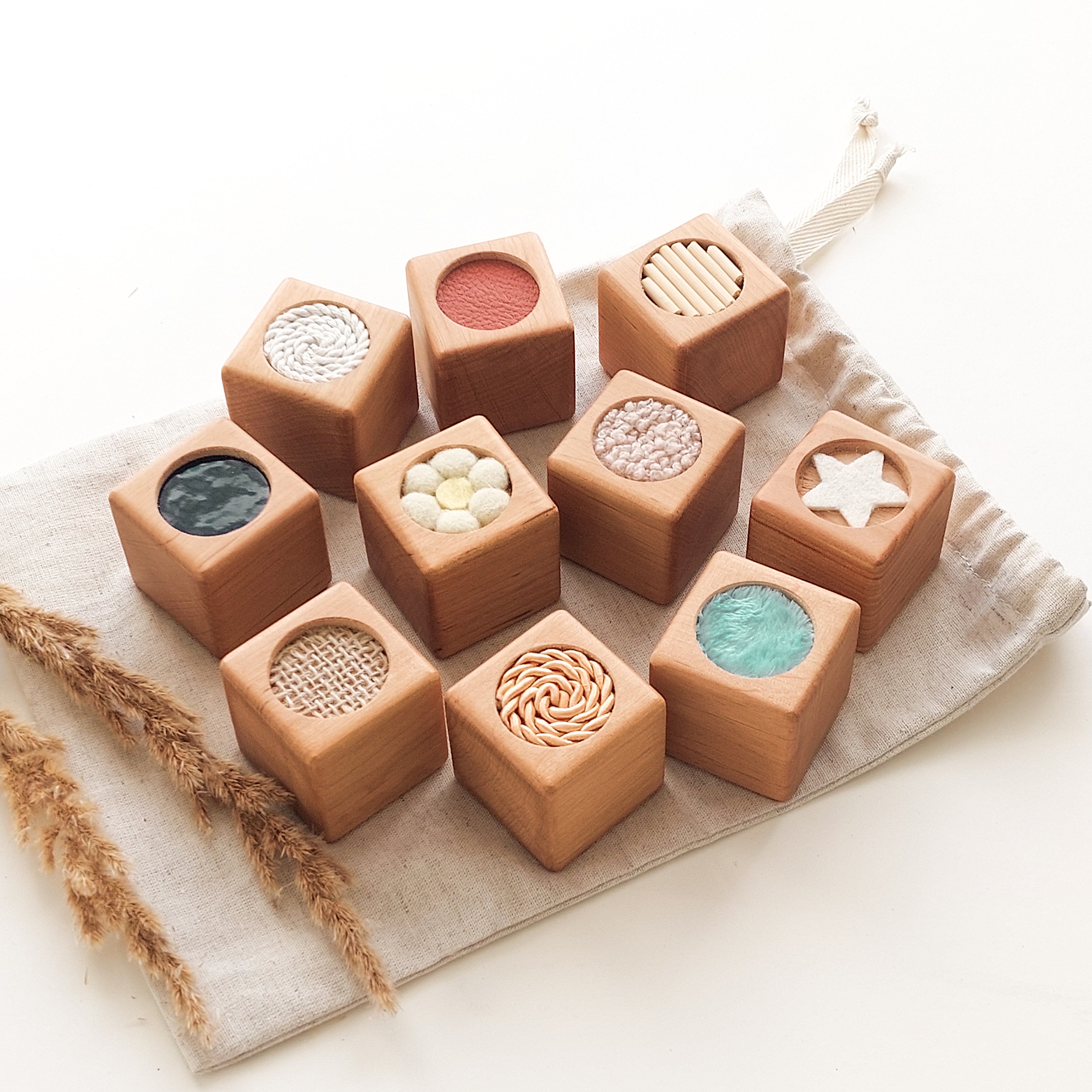 Custom Montessori toddlers Baby sensory touch blocks Wooden toys for first birthday gift Toddler