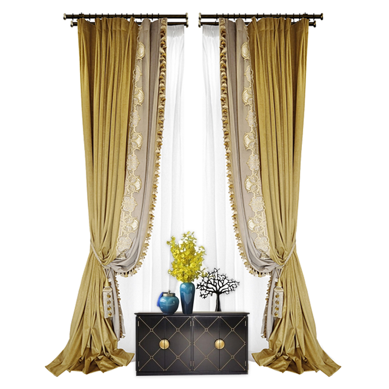 European style luxury modern Customized curtains facecloth blackout curtain fabric cashmere curtains for living room