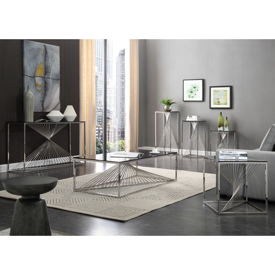 Modern Living Room Furniture Tempered clear Glass Top steel Legs Coffee Tea Table