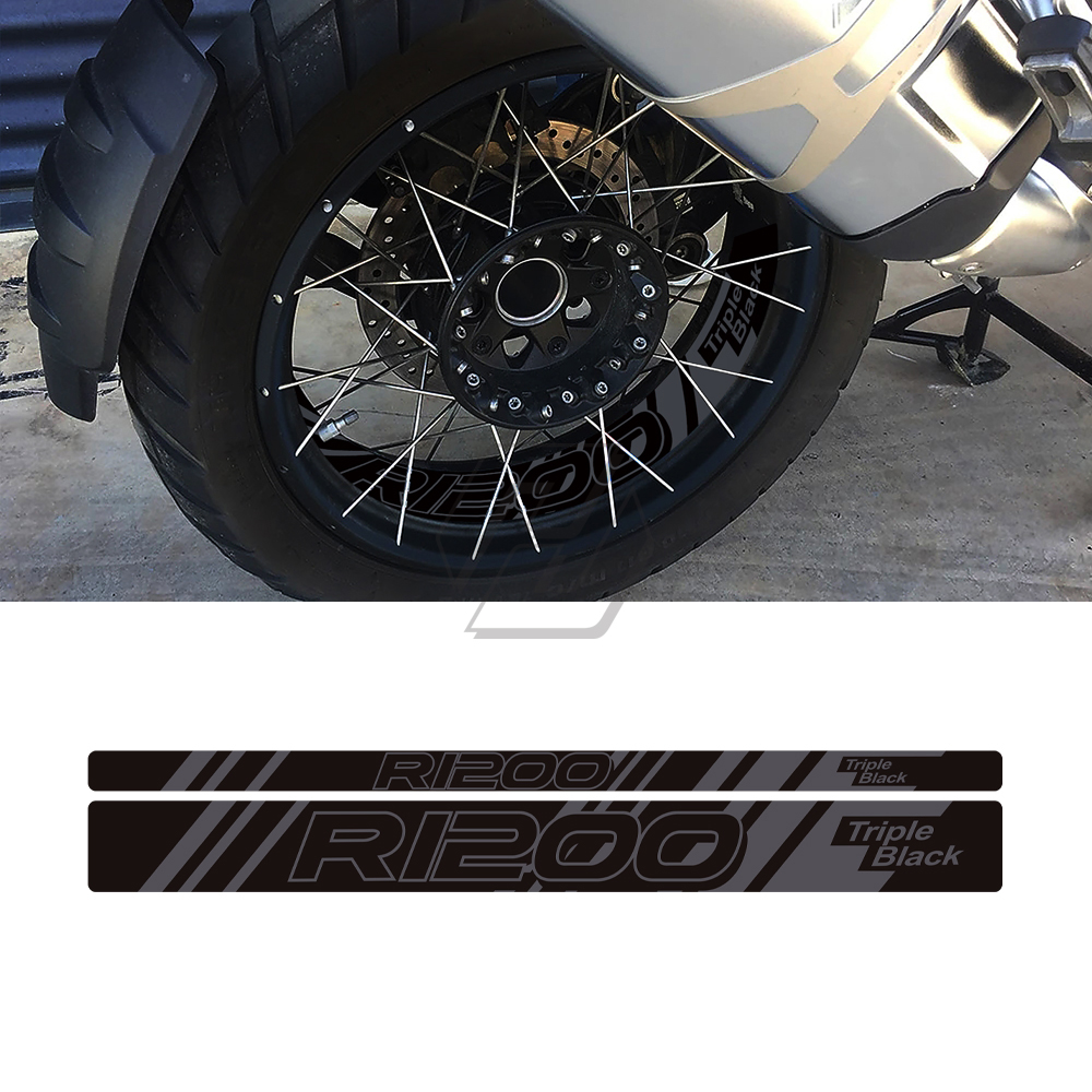 Светоотражающая наклейка на переднее и заднее колесо мотоцикла для BMW R1200GS Adventure 2006-2021, тройная черная версия