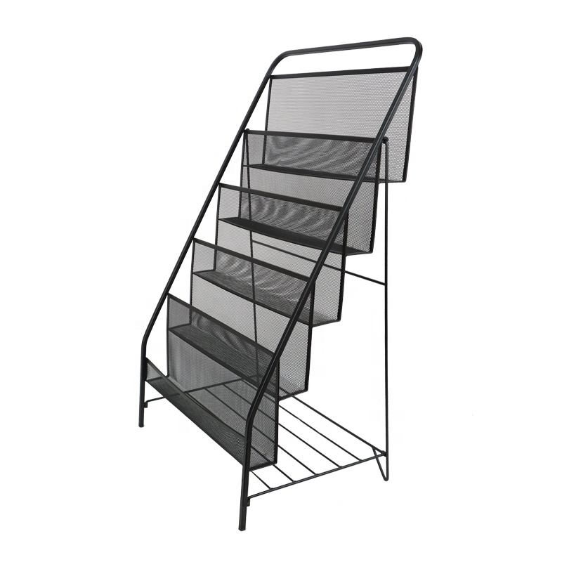 5-TIER Vintage Solid Metal Wire Paper Holder Letter Rack Free Standing Magazine Holder