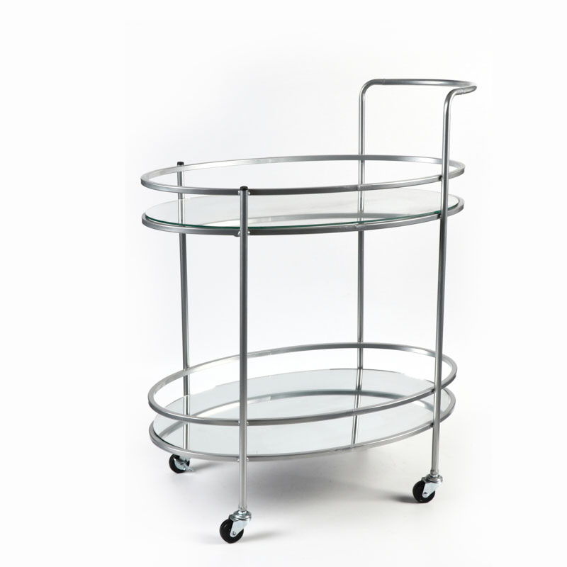 2021 New Popularity Hot Sale Products Silver Metal & Glass Bar Trolleys Cart