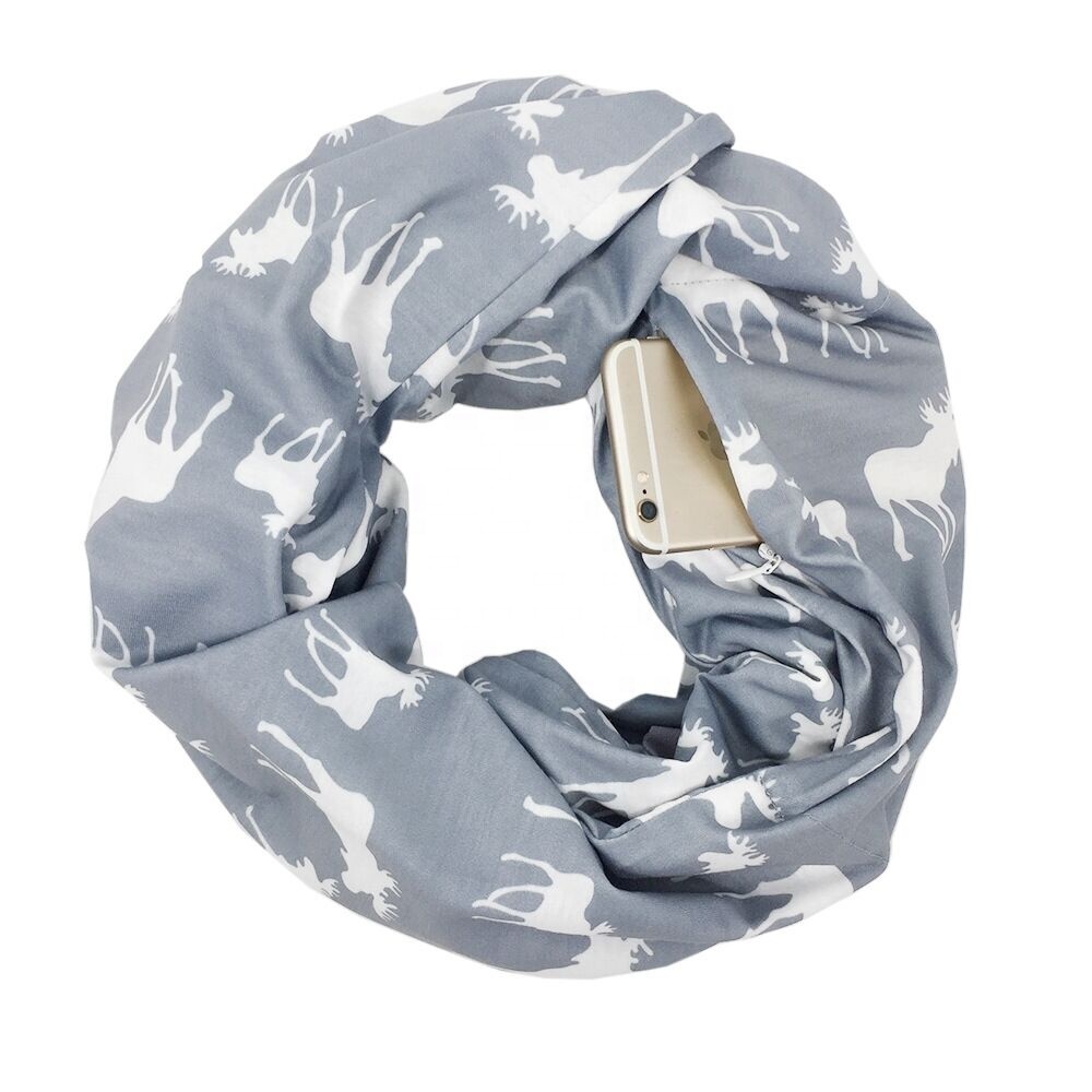 Fashionable Infinity Scarf with Hidden Zipper Secret Pocket for Women Girls Men Christmas Gift