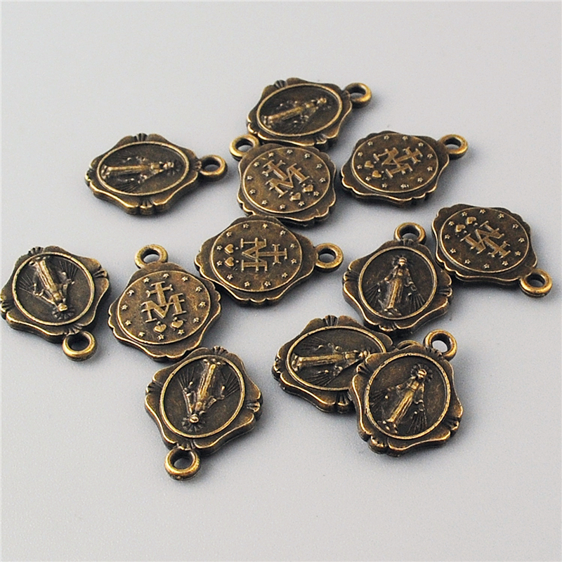 Our Lady of Grace Medal Catholic Jewelry New Design in Antique Bronze Plated 13*17mm Small Pendant