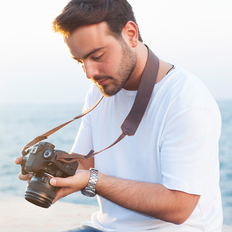 Waterproof Custom Logo Camera Neck Shoulder Sling Leather Straps For Cameras With Hardware To Adjust The Length
