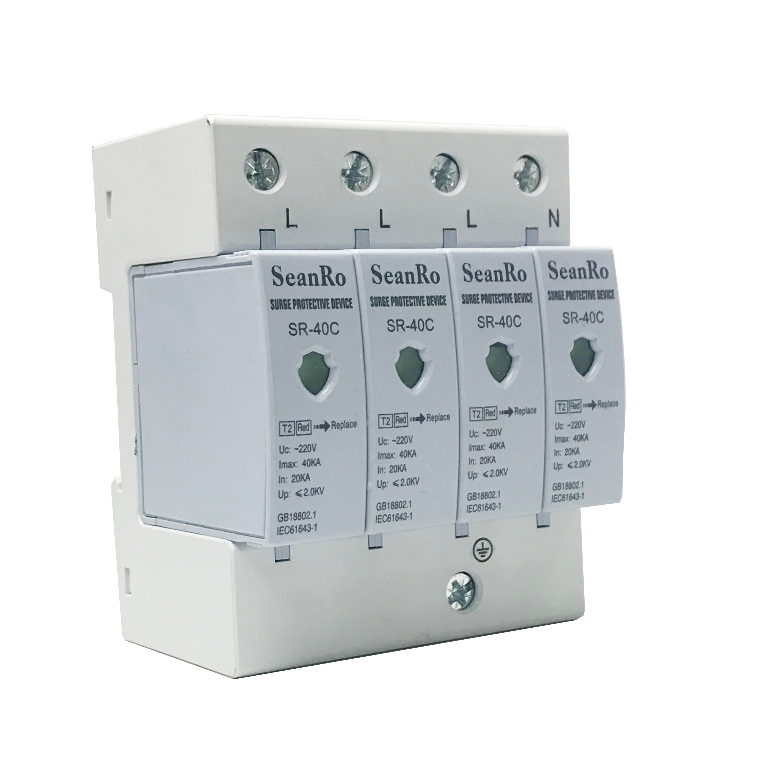 Устройство для защиты от перенапряжения SeanRo spd ac 20ka 40ka 2.0kv 4p 3p 2p 220vac 40a