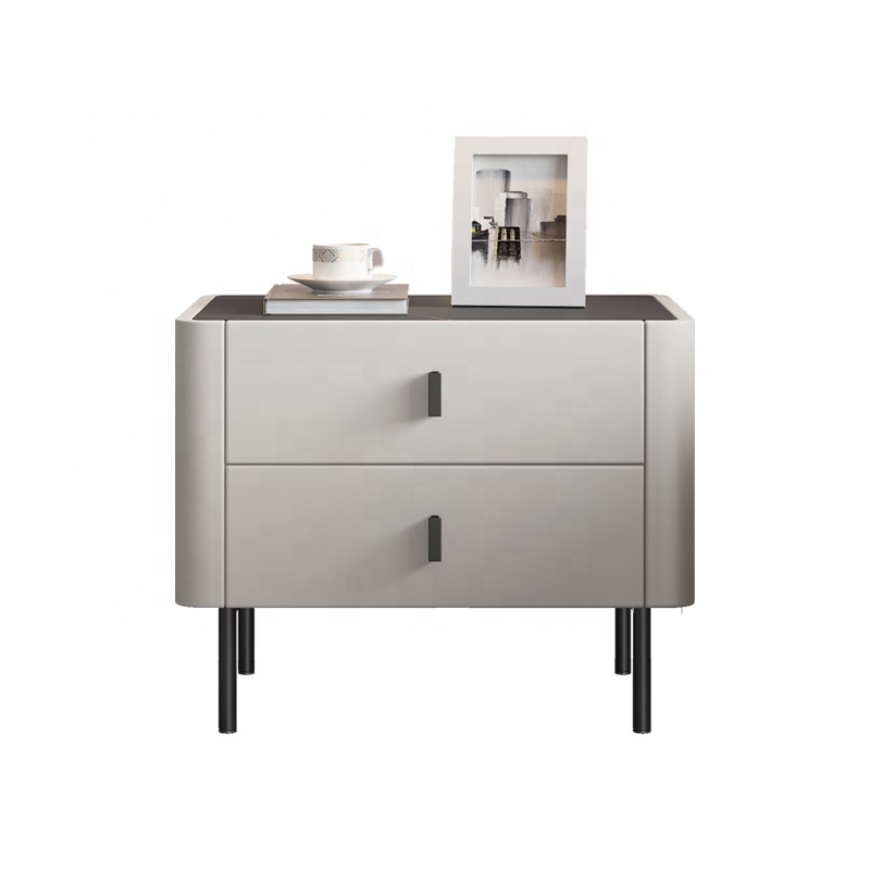 White Modern Bedside End Table Small Storage Dressing table Cabinet Nightstand with 2 Drawers