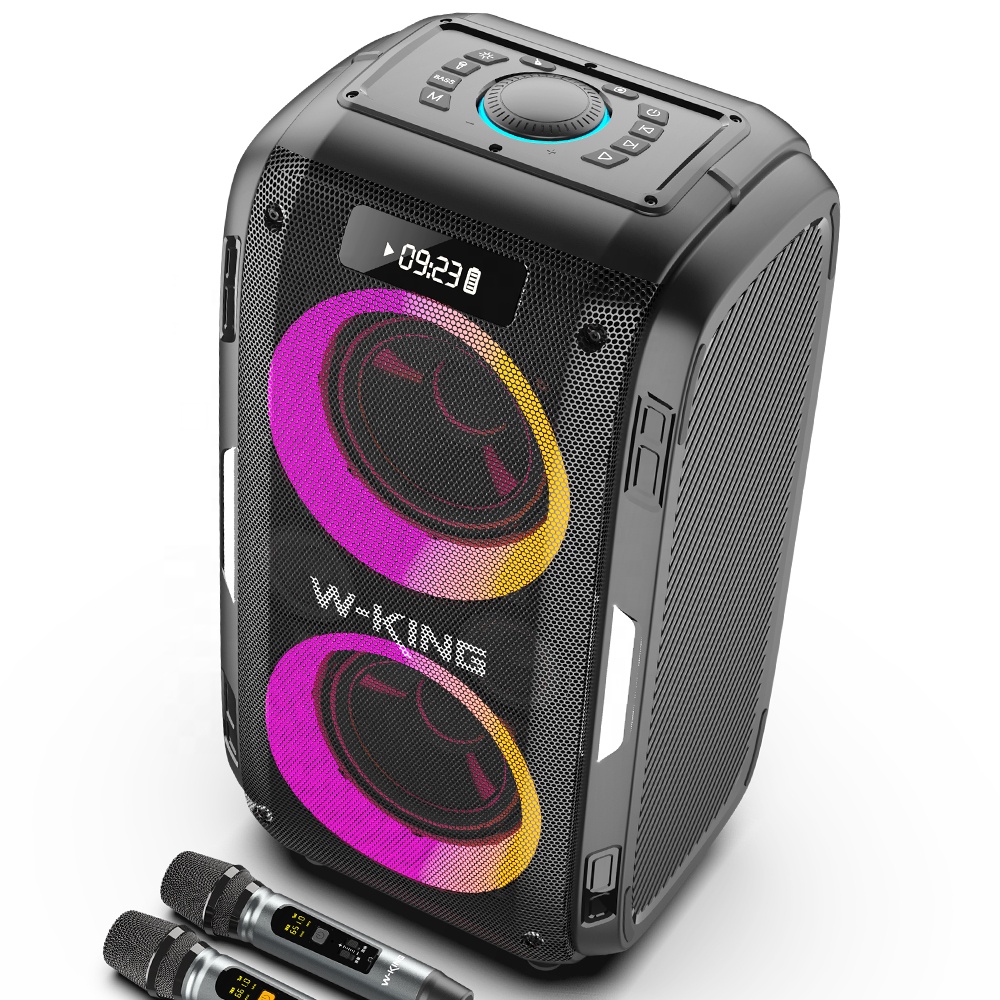 W-KING T9 pro Новое поступление 120 Вт большой выход напольные сабвуфера Аудио Свадебная вечеринка коробка с беспроводной микрофон и RGB свет