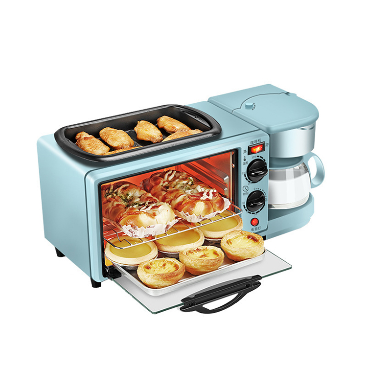 Toaster Oven Size Electric forno 3 em 1 Multifunction Breakfast Machine Center Station Stainless NonStick Griddle coffee maker