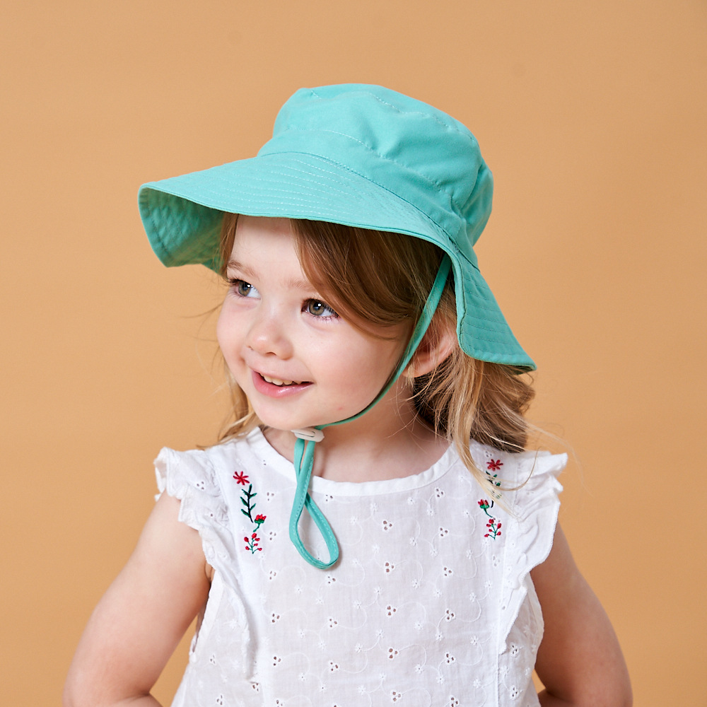 YANYE 2022 Fresh Lake Green Girls And Boys Baby Breathable Quick-drying Children's Beach Adjustable Bucket Hats