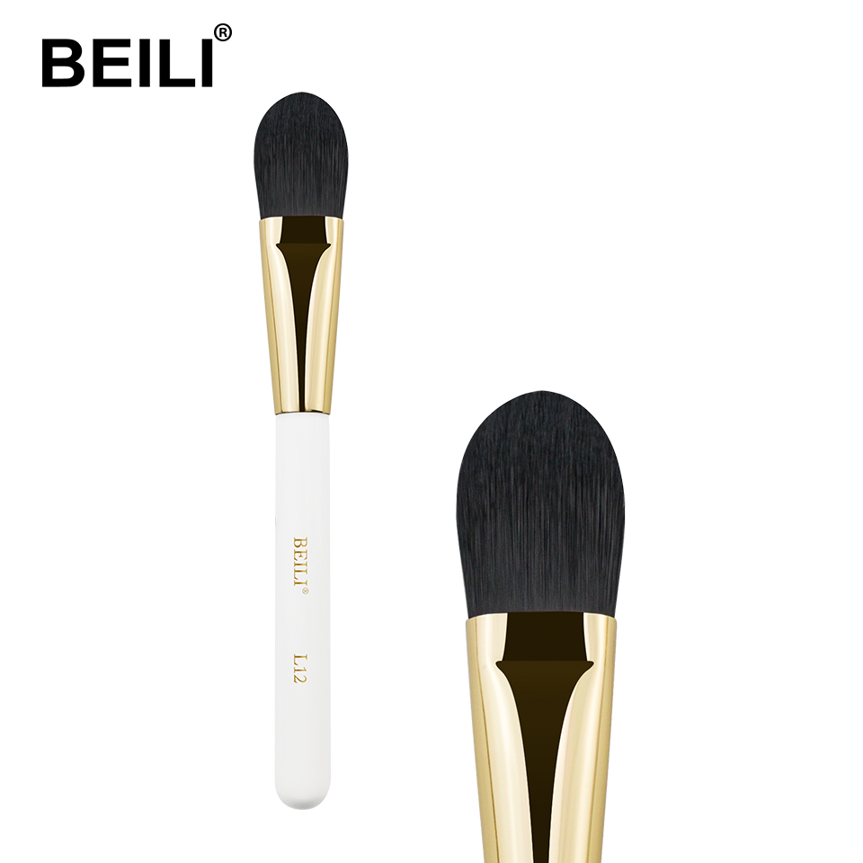 BEILI single white wooden handle buy makeup brushes set concealer foundation synthetic hair makeup brush wholesale