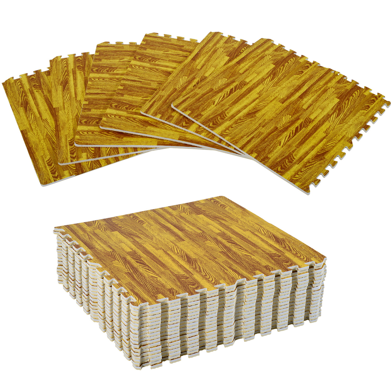 Soft Wood Grain EVA Puzzle Foam Floor Mats 18pcs Square Feet Exercise Workout Mat Kid Play Mat