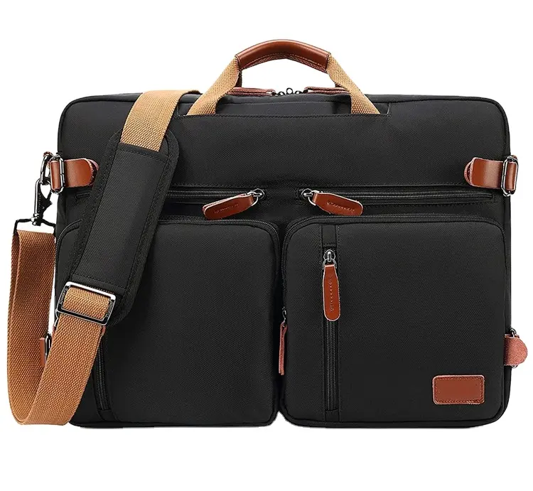 Convertible Men Laptop Backpack Nylon Messenger Shoulder Bag Women Handbag Business Briefcase Multi-Functional Travel Rucksack