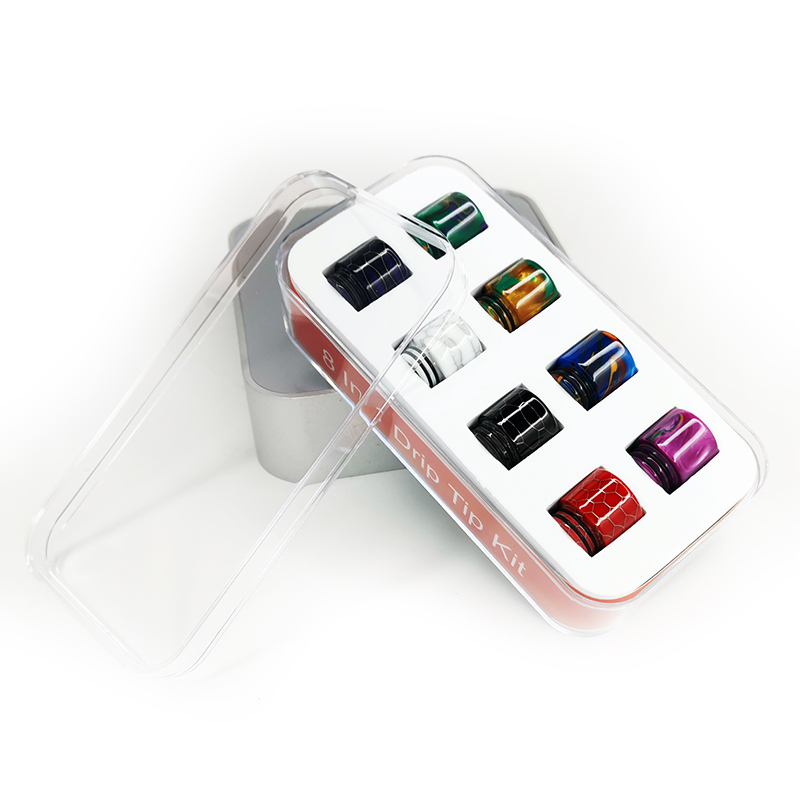 8 In 1 810 Drip Tip Kit Factory Wholesale 8pcs Epoxy Resin Mouthpiece Cobra Multi Colors Atomizer Tips For 810 Tanks