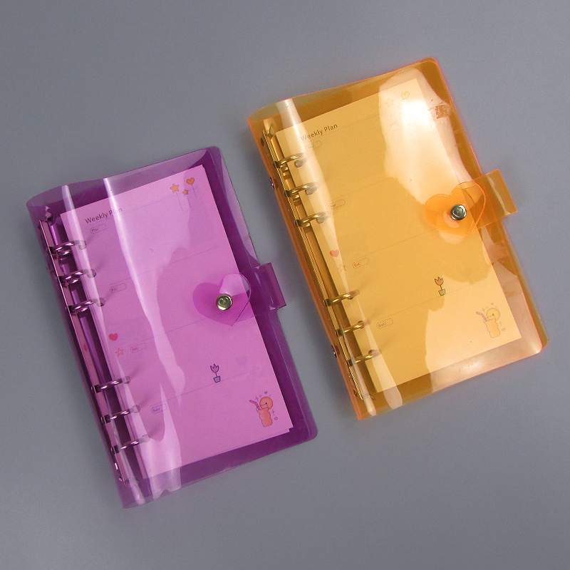 Wholesale pvc a5/a6/a7 button closure round ring binder for office custom laser color stationery planner notebook covers folders
