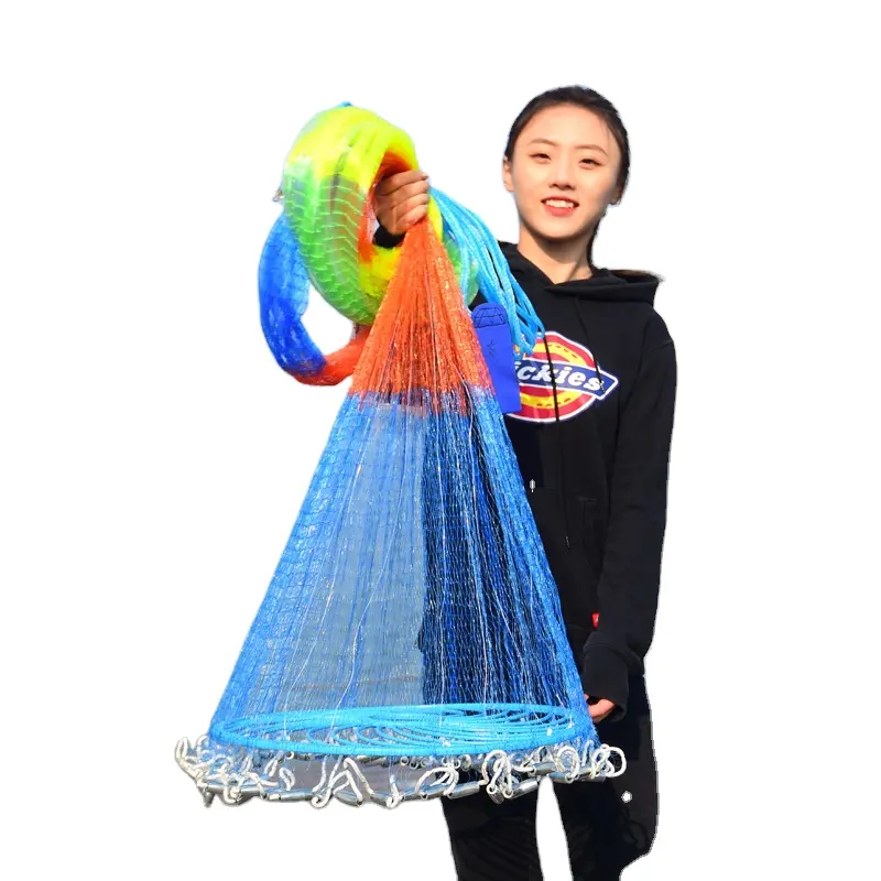 Fly Hand Cast Net Throw Catch Drawstring Casting Fishing Net Hand Throw Nylon China Sale Shop Cheap 10m Fish Net PE Large Fly