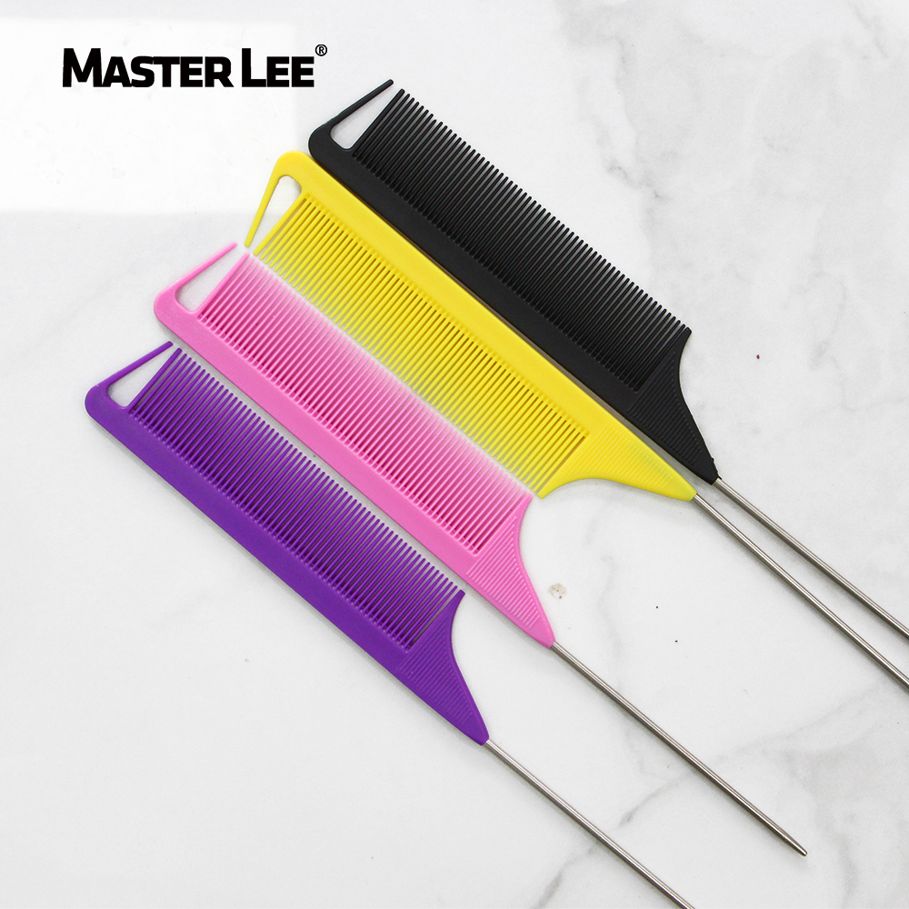 Masterlee Пользовательский логотип и цветные пластиковые гребни точный гребень крысиный хвост углеродная расческа для волос