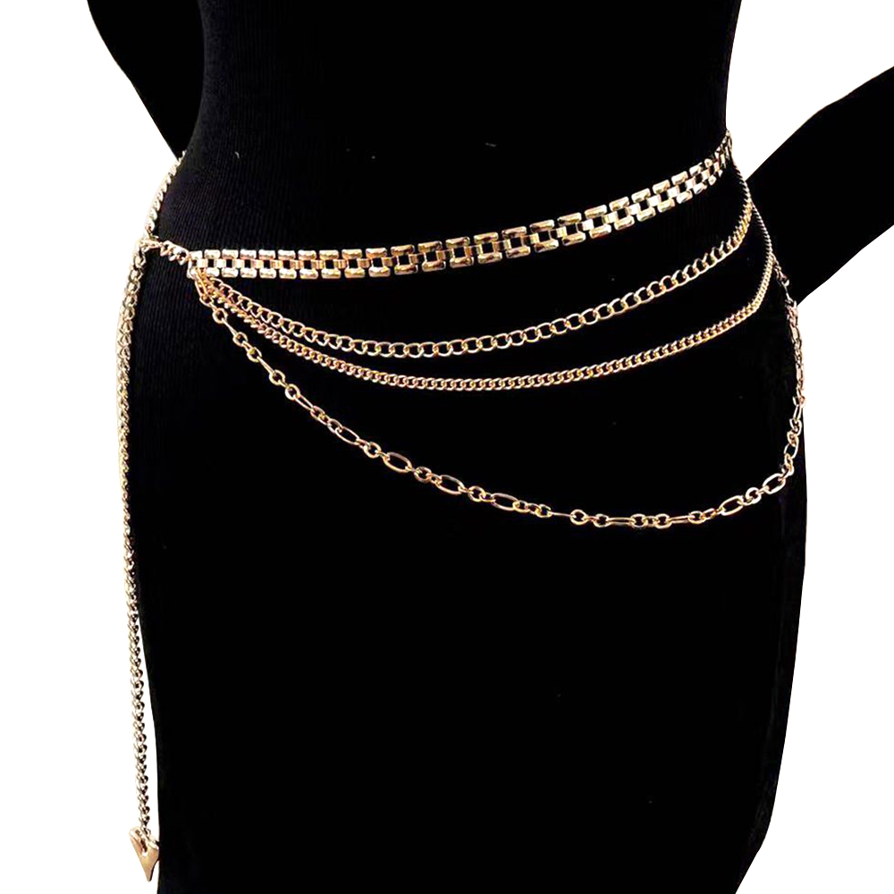 Hot Selling Gold Plated Multi Layer Link Chain Fashion Sexy Body Jewelry Waist Chain Belts