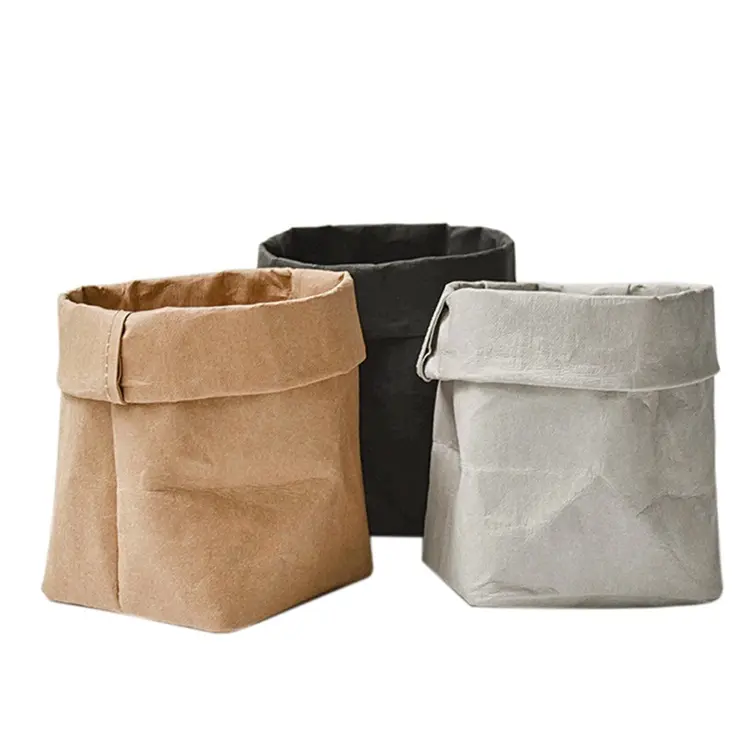 Custom Paper Flower Pot Recyclable Washable Kraft Paper Bag Paper Storage Plant Cellulose Bag