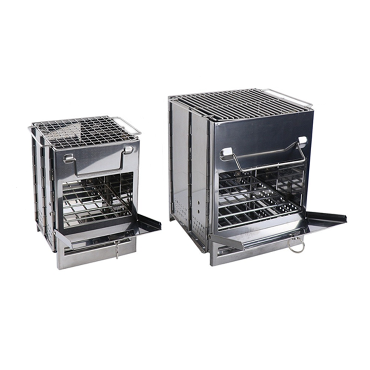 2021 NEW Outdoor square wood BBQ picnic oven stainless steel folding grill