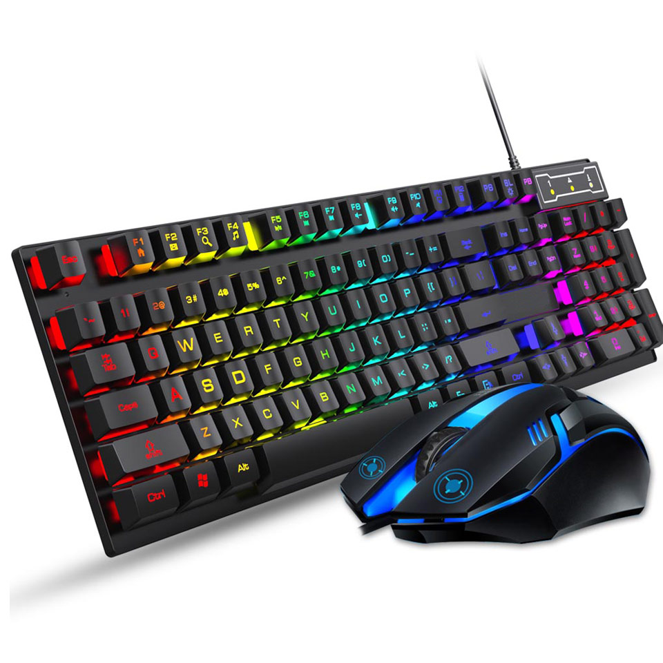 Профессиональная RGB Проводная игровая клавиатура и мышь Q305S, набор с трехцветной подсветкой, полноразмерная светящаяся клавиатура и мышь