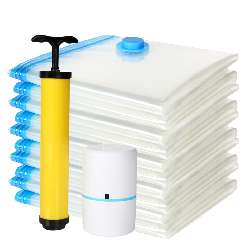 New Design Eco Friendly Space Saver Compressed Bag Vacuum Storage Bag Set With Pump For Clothes Mattress