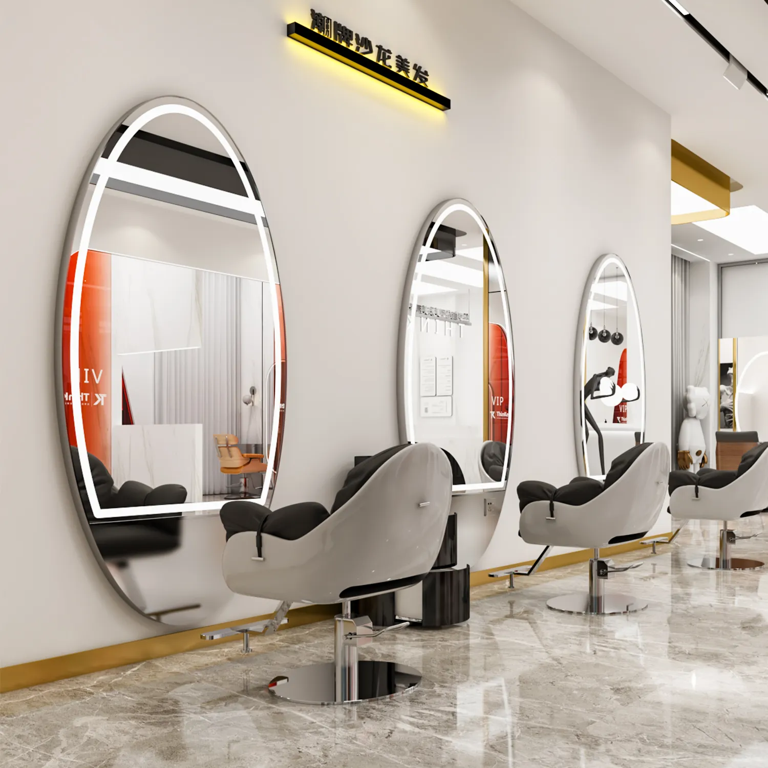 Professional Design Led Illuminated Wall Salon Mirrors Station Styling Mirror