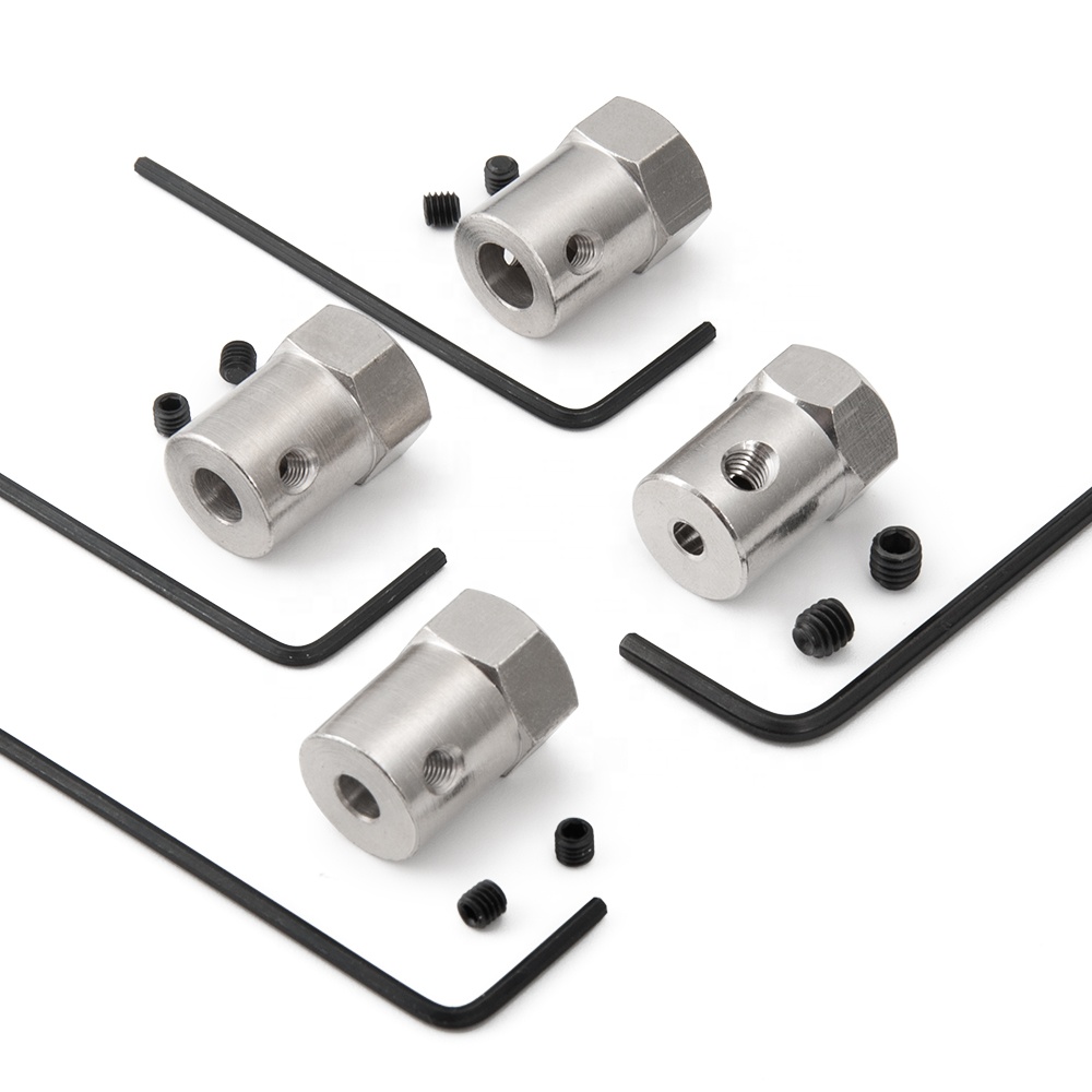 4PCS Stainless Steel Hex Couplings Tire Connector with Wrench 3/4/5/6mm Wheel Hex Adapter for RC Boat Car Spare Parts