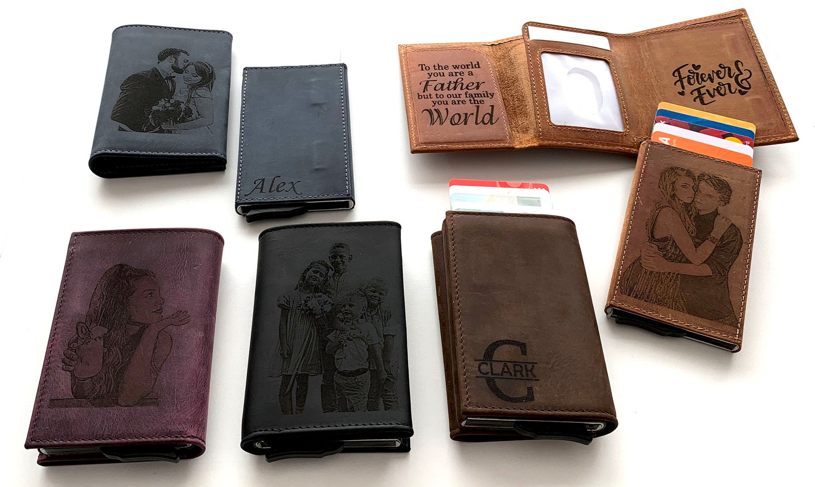 Custom Genuine Cowhide PU Leather Pop up Wallet Aluminum RFID Blocking Men Metal Case Slim Credit Card Holder minimalist Wallet