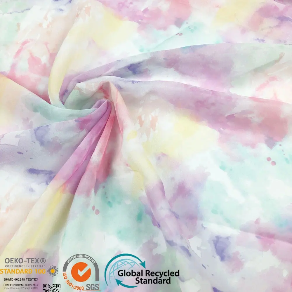ombre color changing pearl weave kinds of organza chiffon fabric