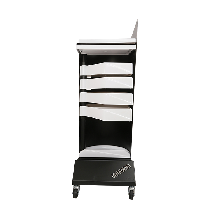 High Quality Portable Cheap Black Salon Metal Plastic Hairdressing Trolley With Strong Wheels