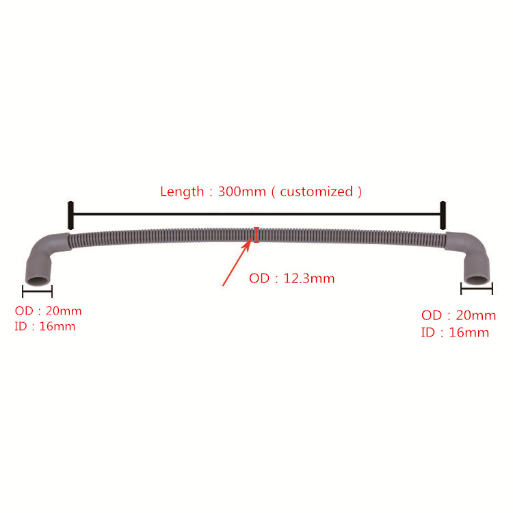 Dishwasher PP+TPE outlet drain hose 300 mm new replacement hose