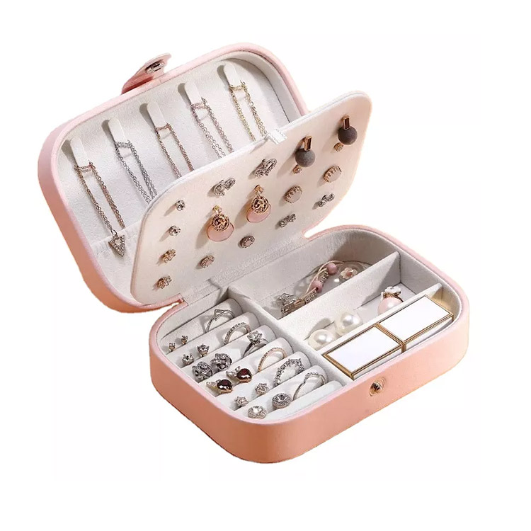 Customized Professional PU Leather Small Travel Jewelry Box, Ring, Earring, Necklace, Gift Packaging