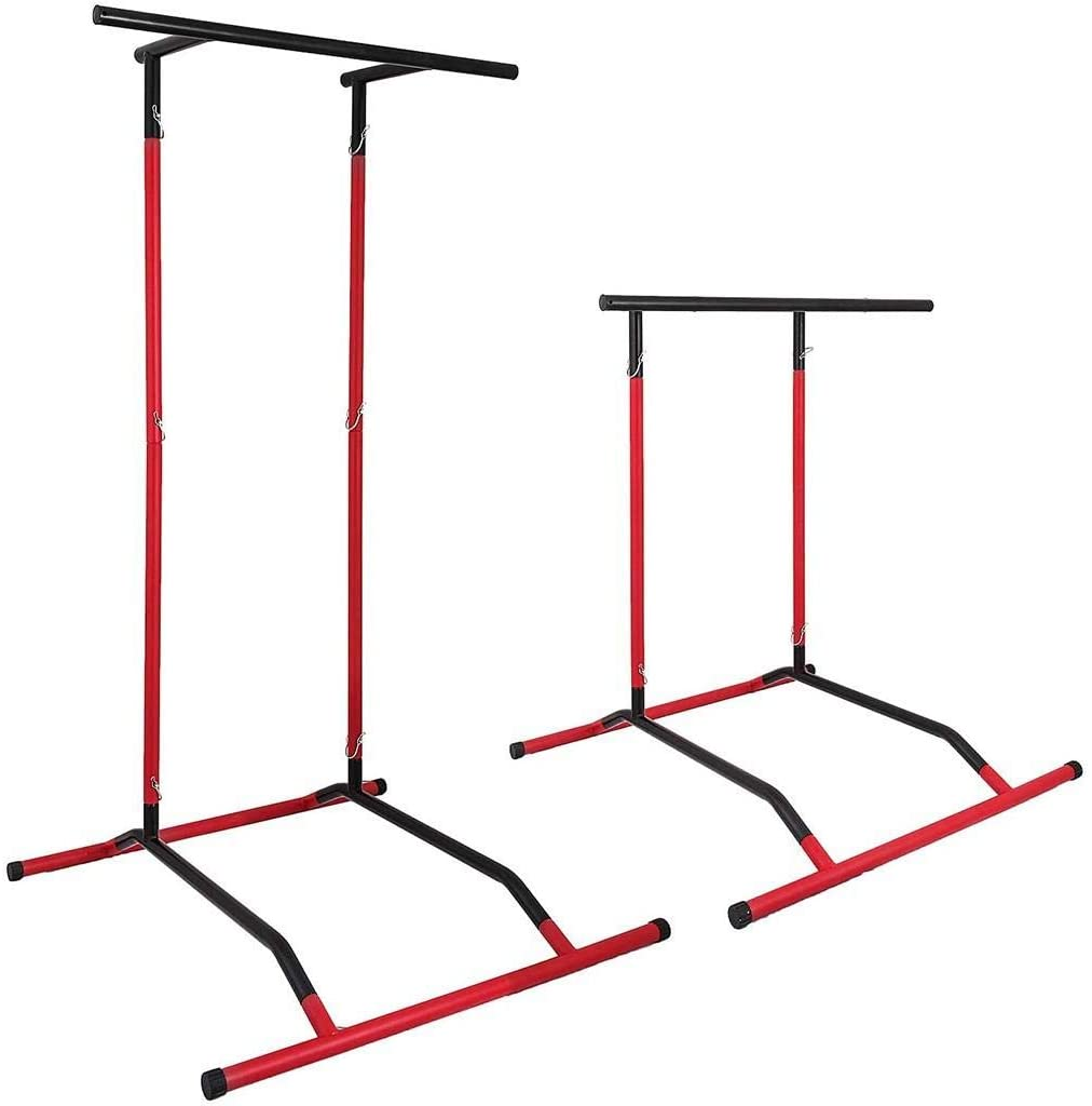 Wellshow Sports Pull Up Bar Dip Station Horizontal Bar Chin Up Bar Portable Power Tower Fitness Equipment for Home Gym Exercise